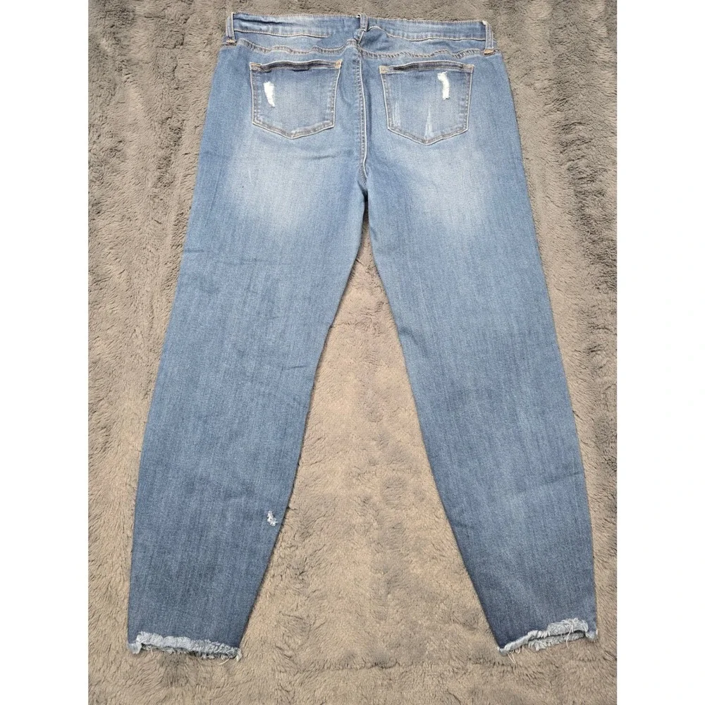 18.22 Denim Women Distressed Skinny Jeans Blue Medium Wash Frayed Hem 31/13